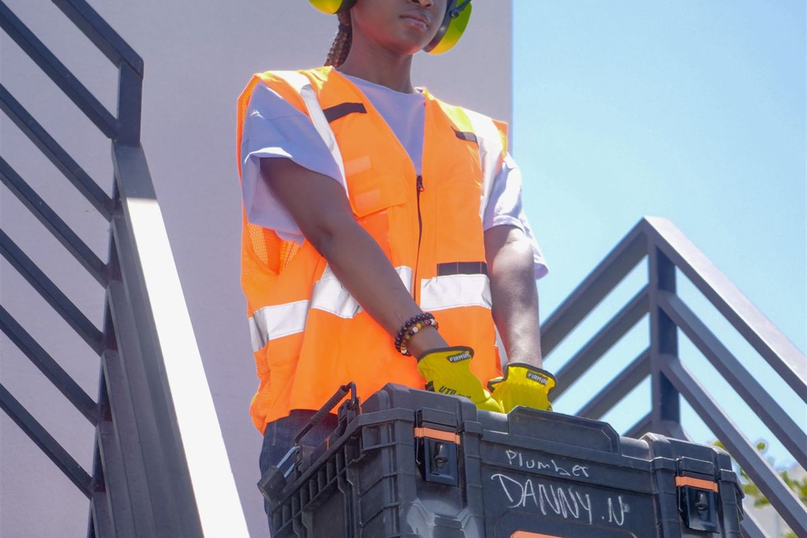 Mine worker in personal protective equipment on site